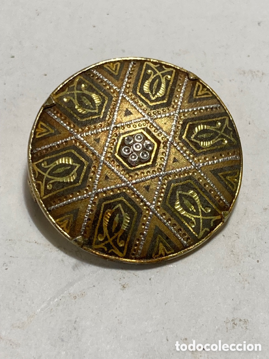 Gioielleria: Broche damasquinado de Toledo a&ntilde;os 60. Damasquinado B7