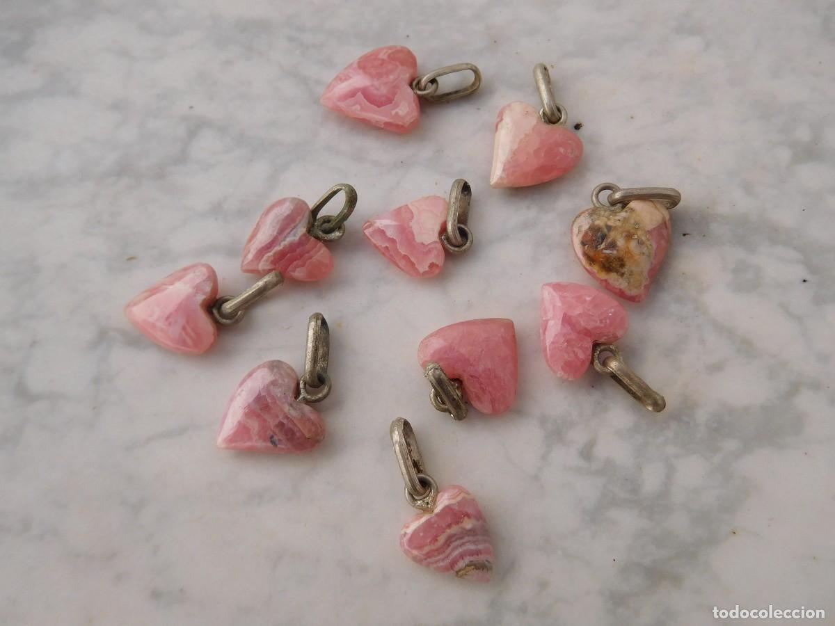Joyeria: 10 corazones de mineral rosado - Foto 1