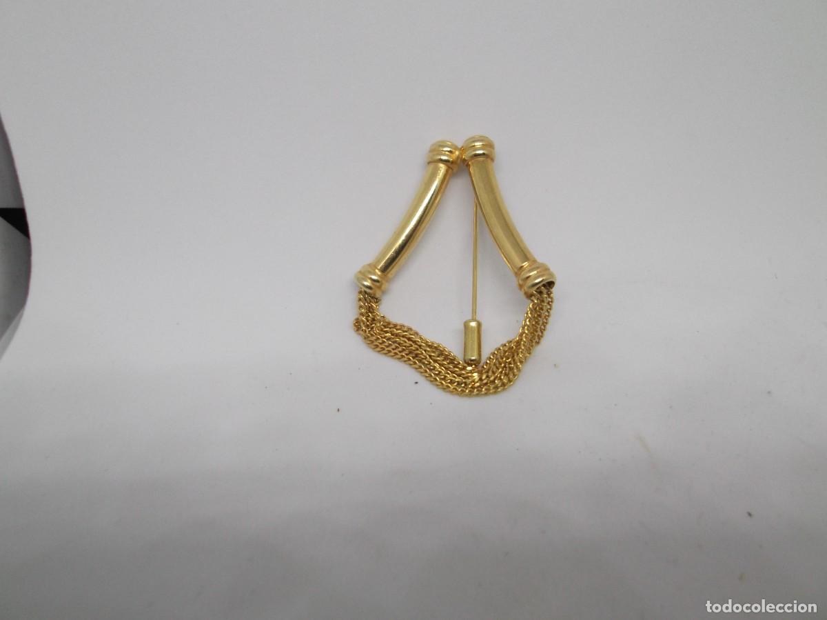 Joyeria: Broche dorado con cadenas.Vintage - Foto 3