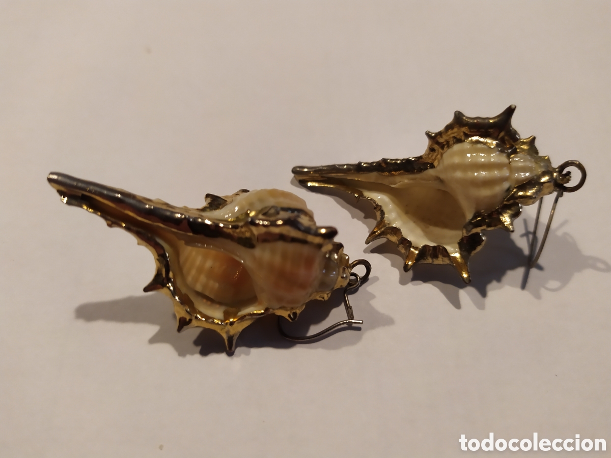 Joyeria: Pendientes de concha con ba&ntilde;o de oro electrol&iacute;tico. - Foto 3