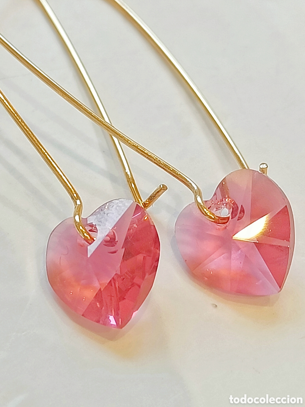 Joyeria: ⌛Pendientes coraz&oacute;n Swarovski rosa - Foto 2