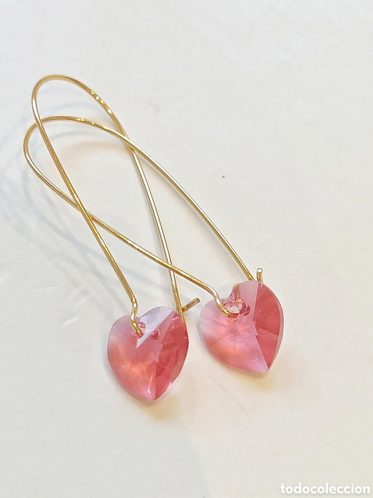 Joyeria: ⌛Pendientes coraz&oacute;n Swarovski rosa - Foto 3