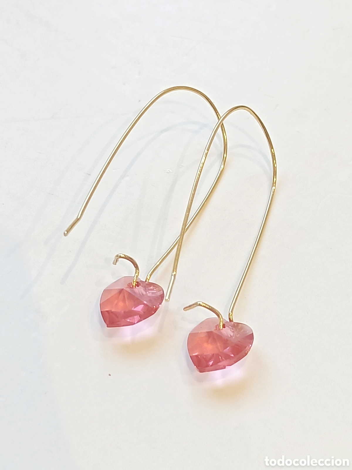 Joyeria: ⌛Pendientes coraz&oacute;n Swarovski rosa - Foto 4