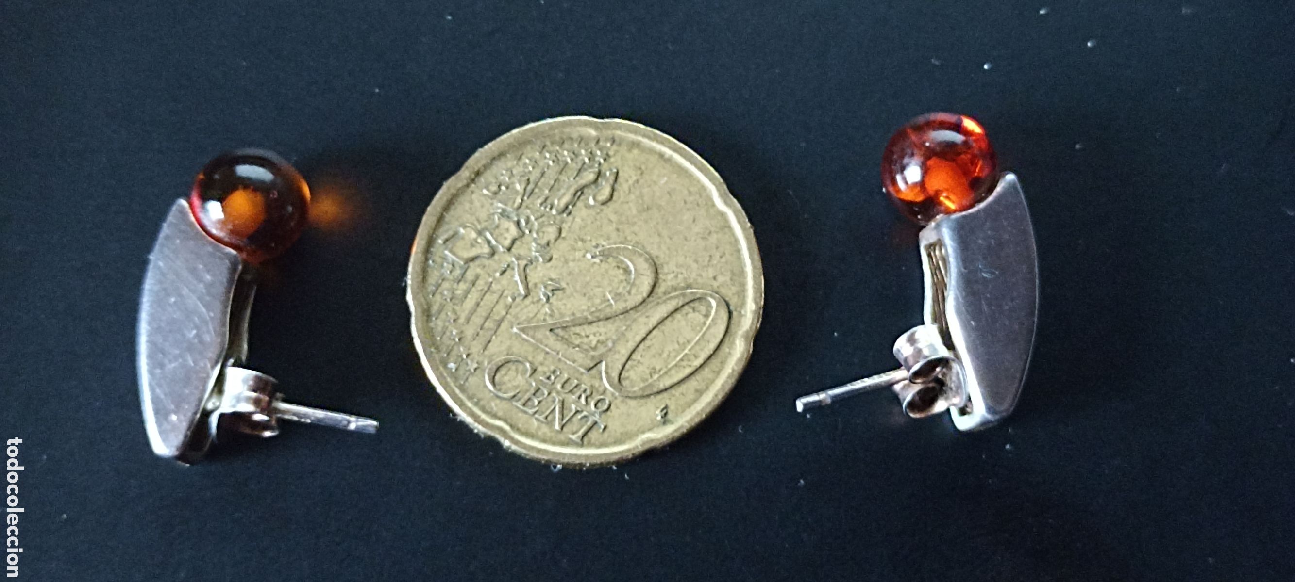 Joyeria: Pendientes de tuerca con bola color &aacute;mbar y brillos - Foto 3