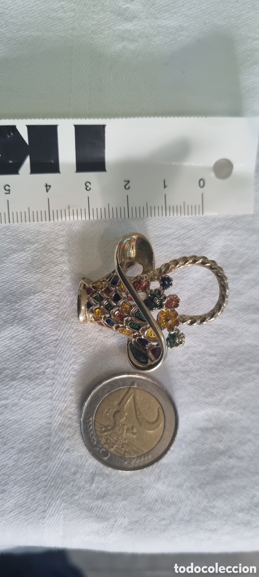 Joyeria: Broche cesto flores vintage - Foto 3