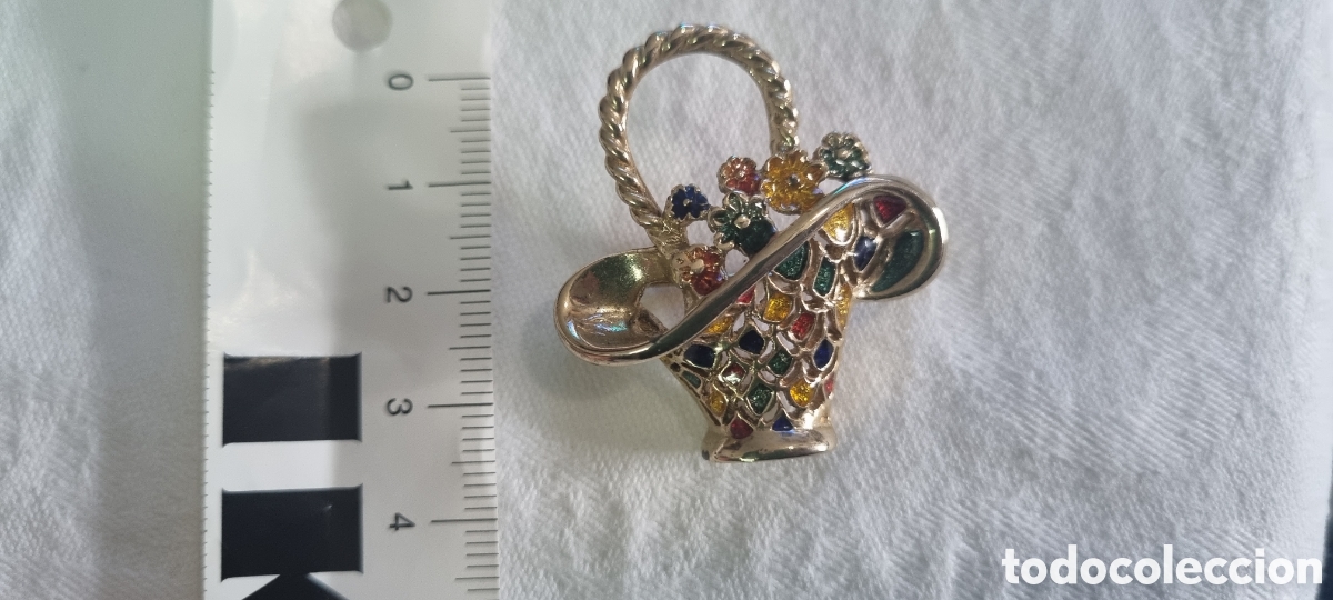 Joyeria: Broche cesto flores vintage - Foto 1