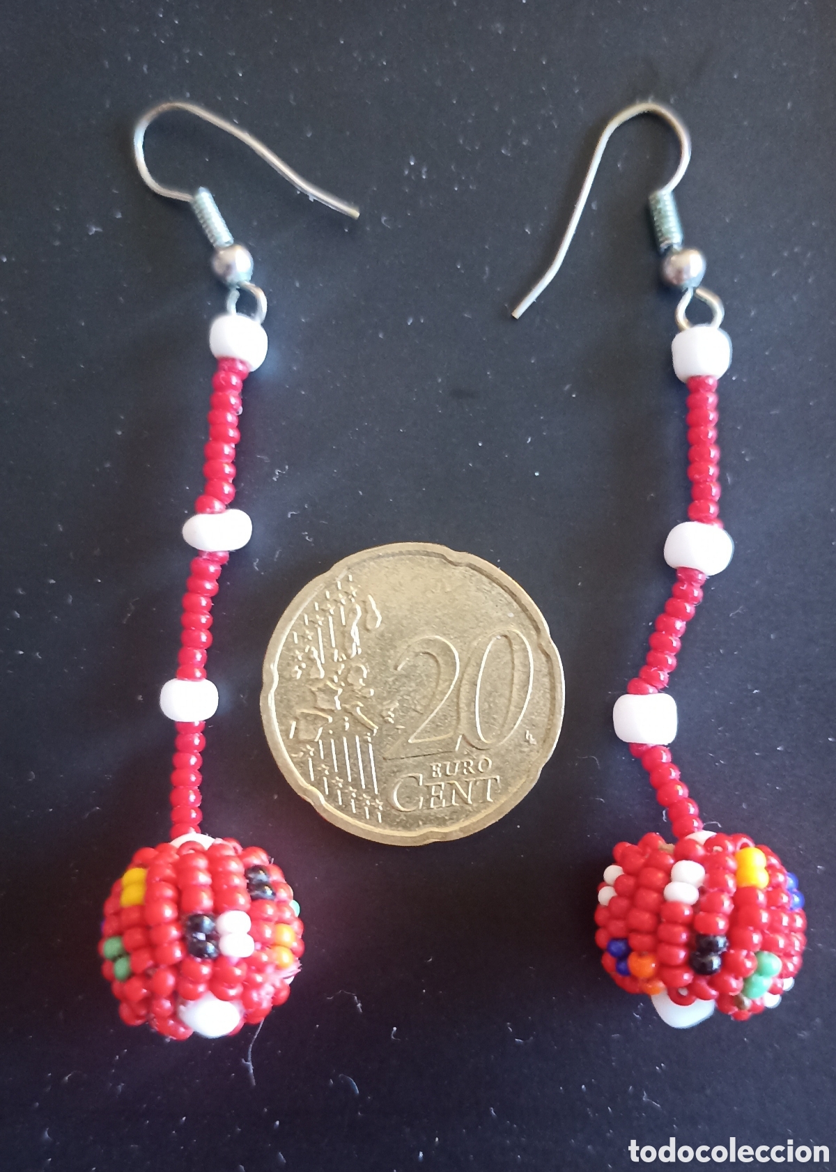 Joyeria: Pendientes largos de abalorios rojos - Foto 2