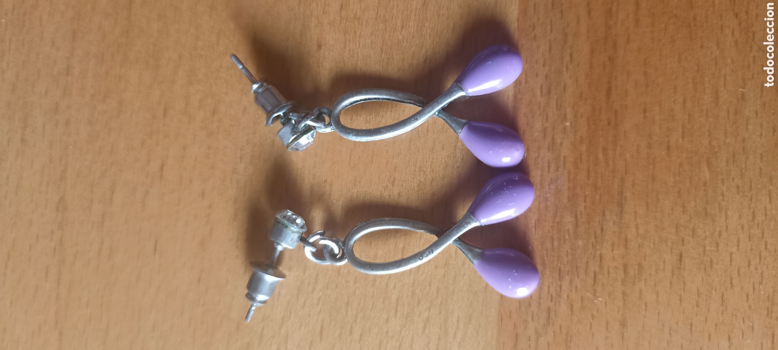 Joyeria: Pendientes forma lazo con punta violeta - Foto 1
