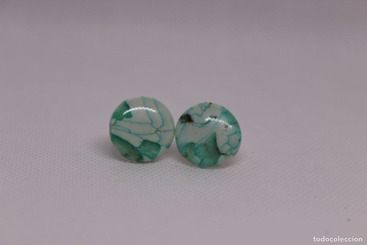 Joyeria: Pendientes de bot&oacute;n verde menta - Foto 2