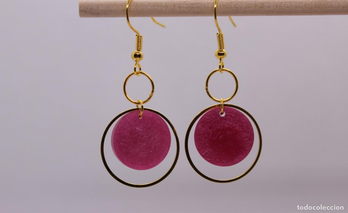 Joyeria: Pendientes de resina fucsia - Foto 1