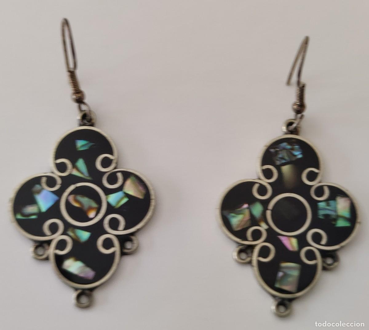 Joyeria: Pendientes Vintage. Esmalte. Alpaca Mexico. - Foto 1