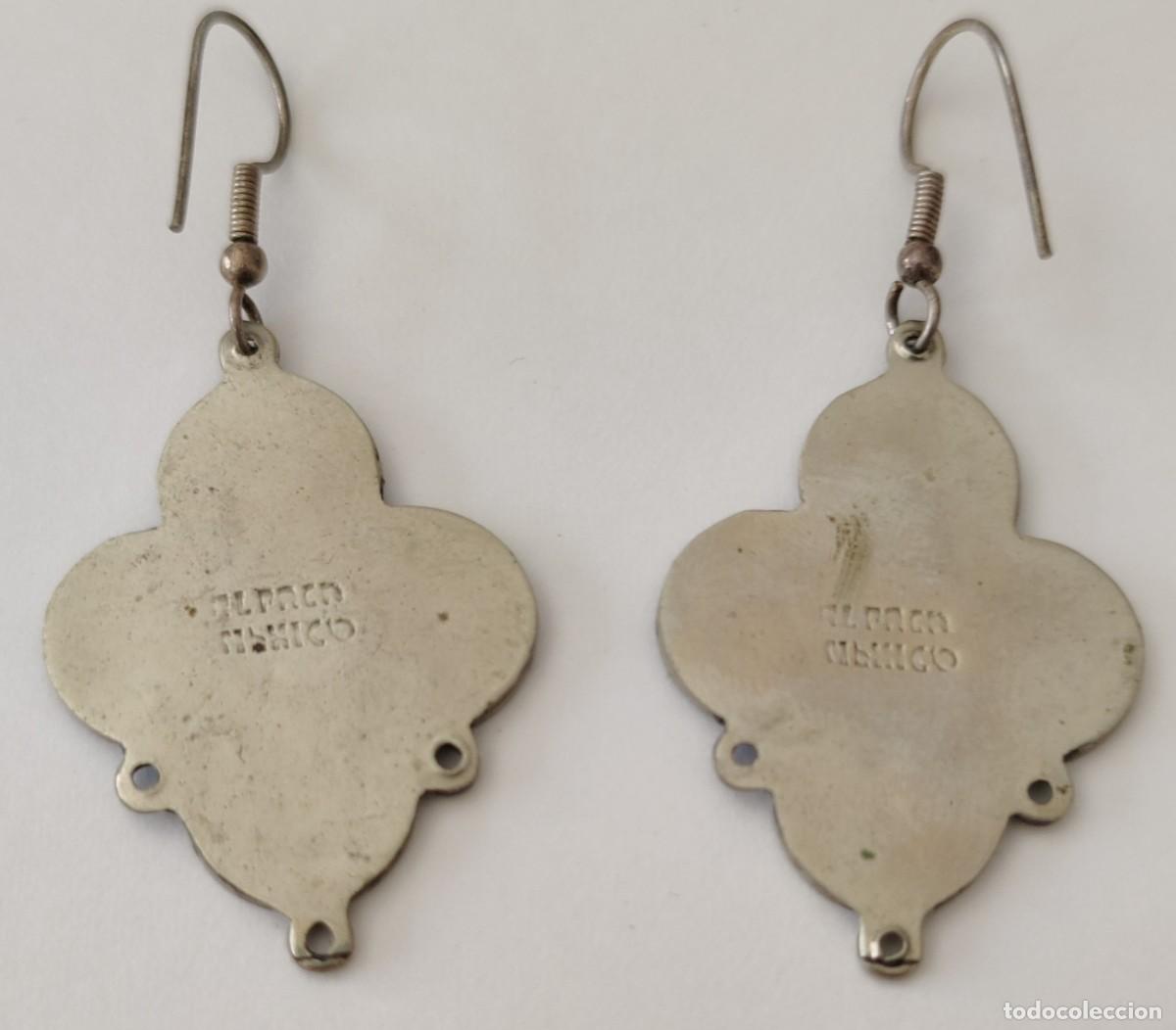 Joyeria: Pendientes Vintage. Esmalte. Alpaca Mexico. - Foto 5