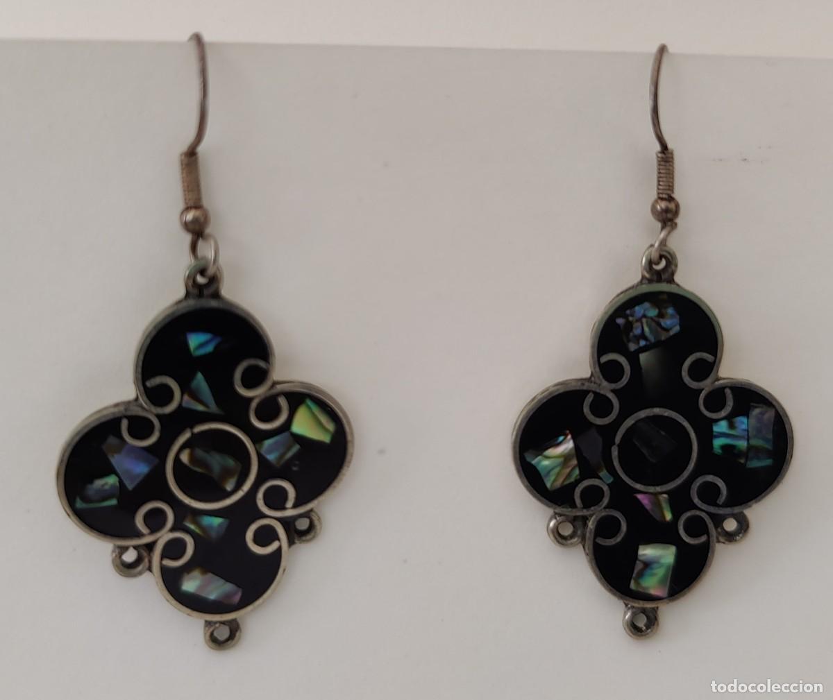 Joyeria: Pendientes Vintage. Esmalte. Alpaca Mexico. - Foto 8