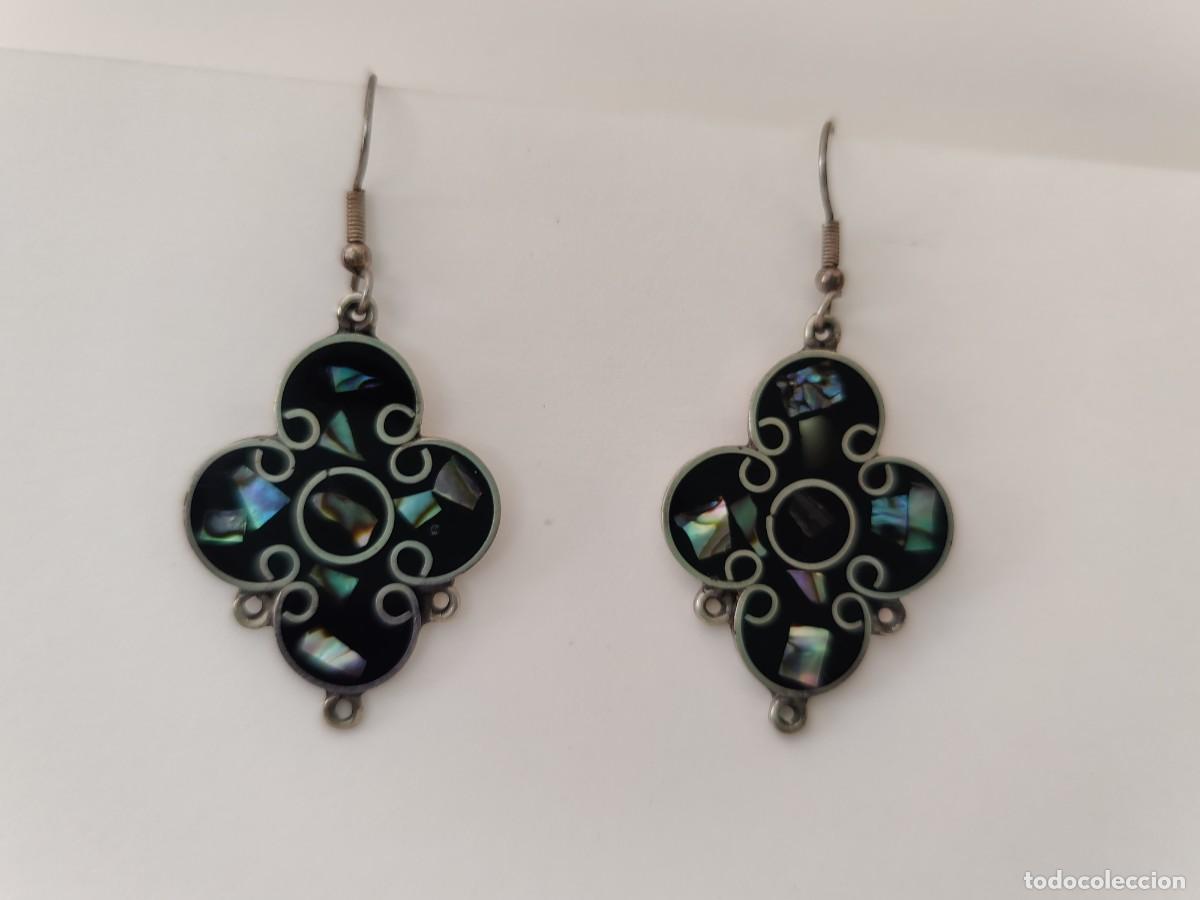 Joyeria: Pendientes Vintage. Esmalte. Alpaca Mexico. - Foto 9