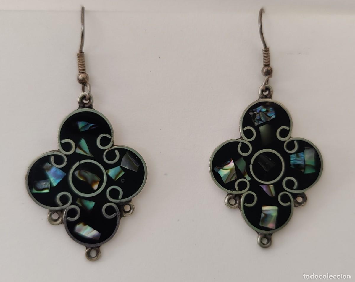 Joyeria: Pendientes Vintage. Esmalte. Alpaca Mexico. - Foto 10