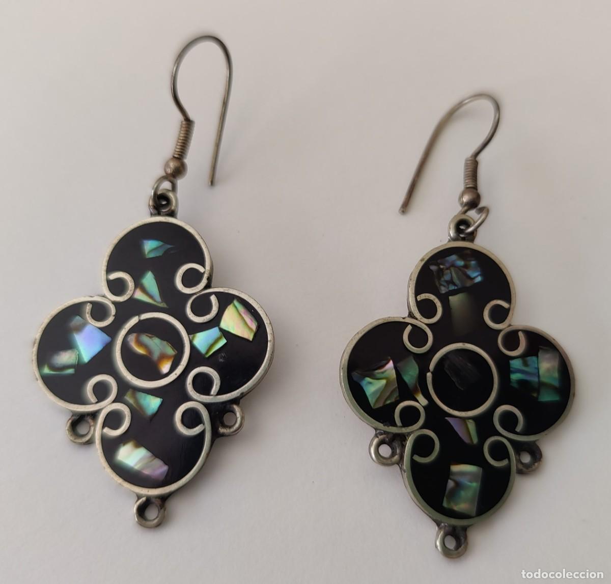 Joyeria: Pendientes Vintage. Esmalte. Alpaca Mexico. - Foto 12