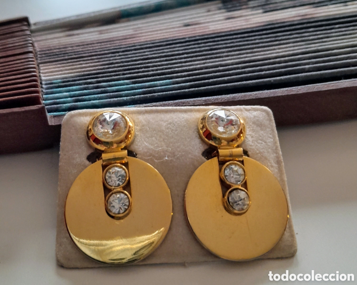 Joyeria: Pendientes chapados en oro con circonios. Clip - Foto 4