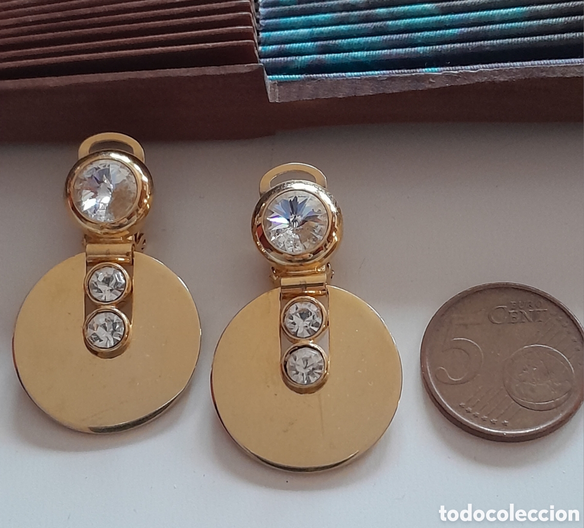 Joyeria: Pendientes chapados en oro con circonios. Clip - Foto 7