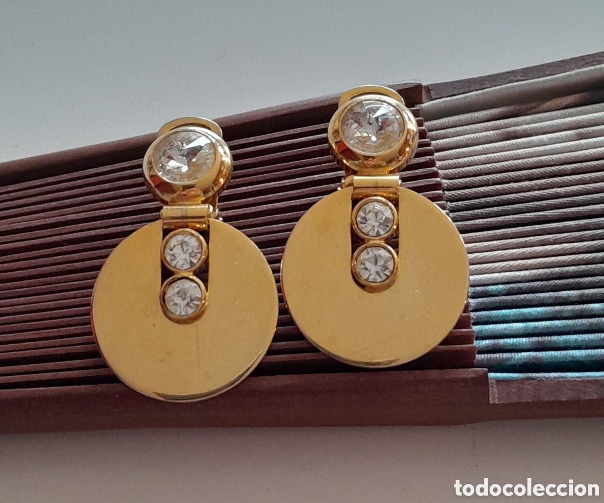 Joyeria: Pendientes chapados en oro con circonios. Clip - Foto 1
