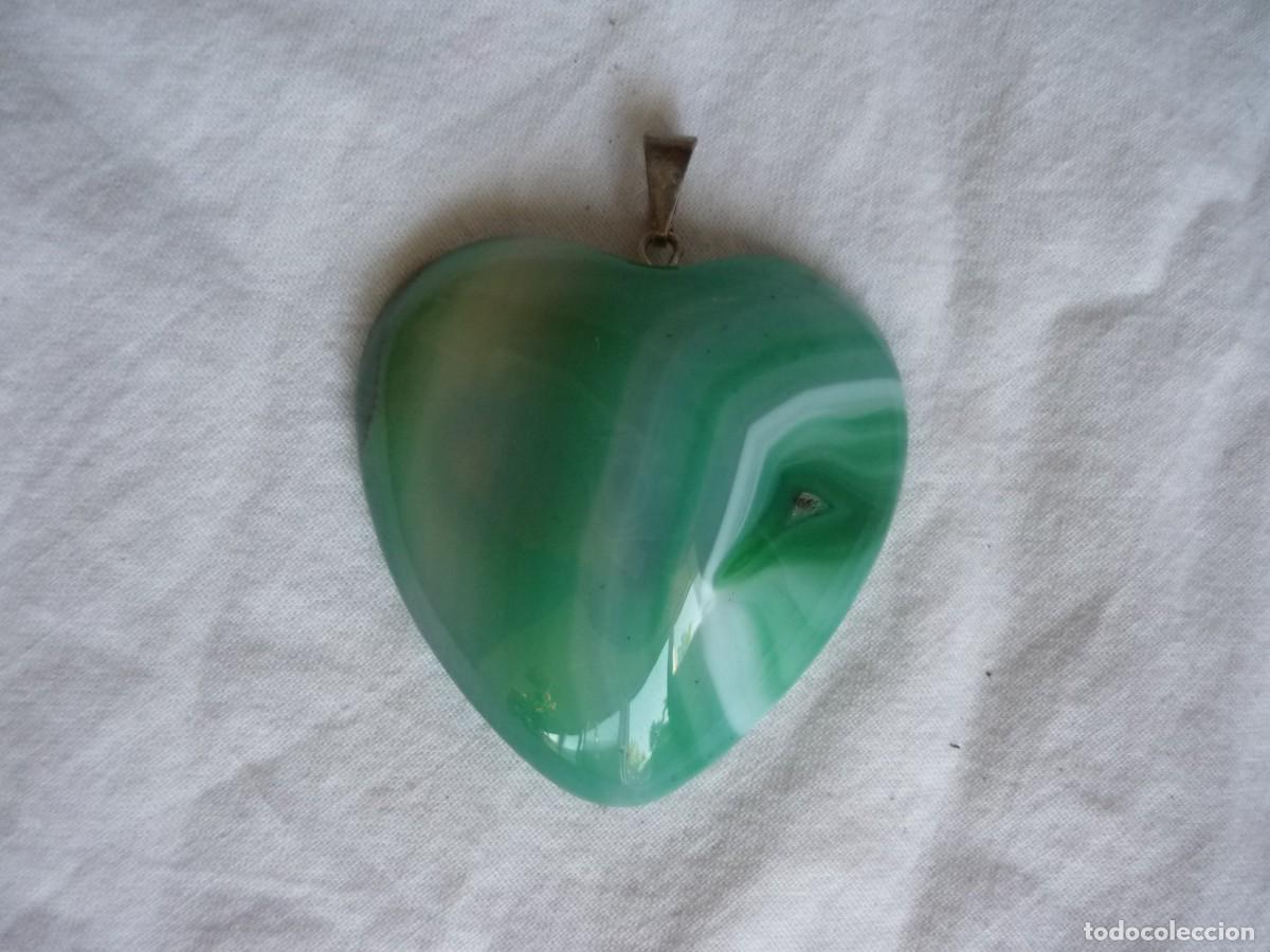 Joyeria: Colgante cabuj&oacute;n en forma de coraz&oacute;n de cuarzo &aacute;gata - Foto 3