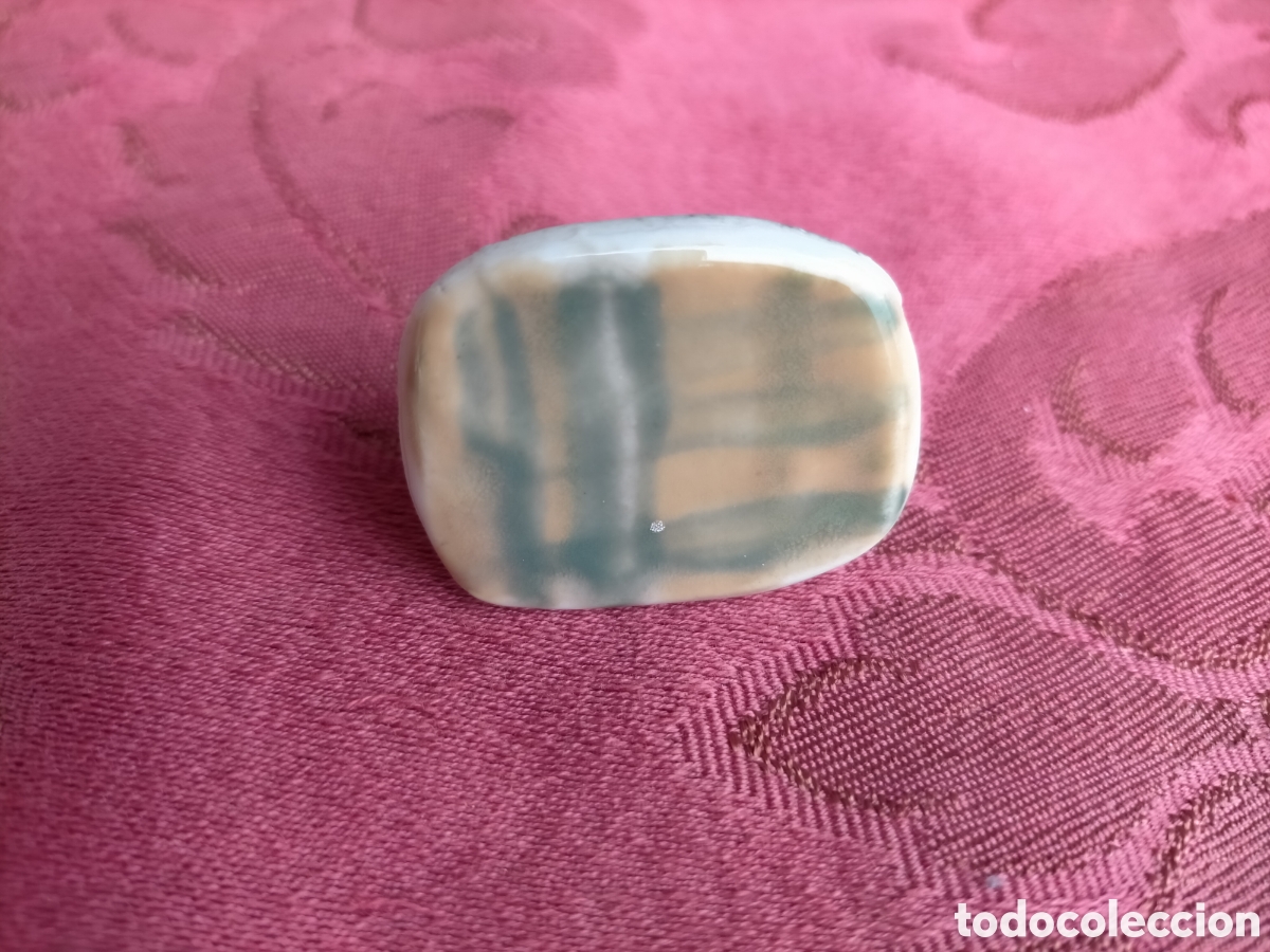 Joyeria: Broche de cer&aacute;mica, de los 70 rectangular beige blanco brillante - Foto 2
