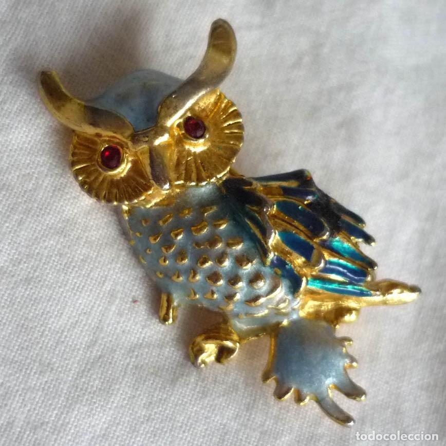 Joyeria: Broche en metal lacado con forma de buho - Foto 1