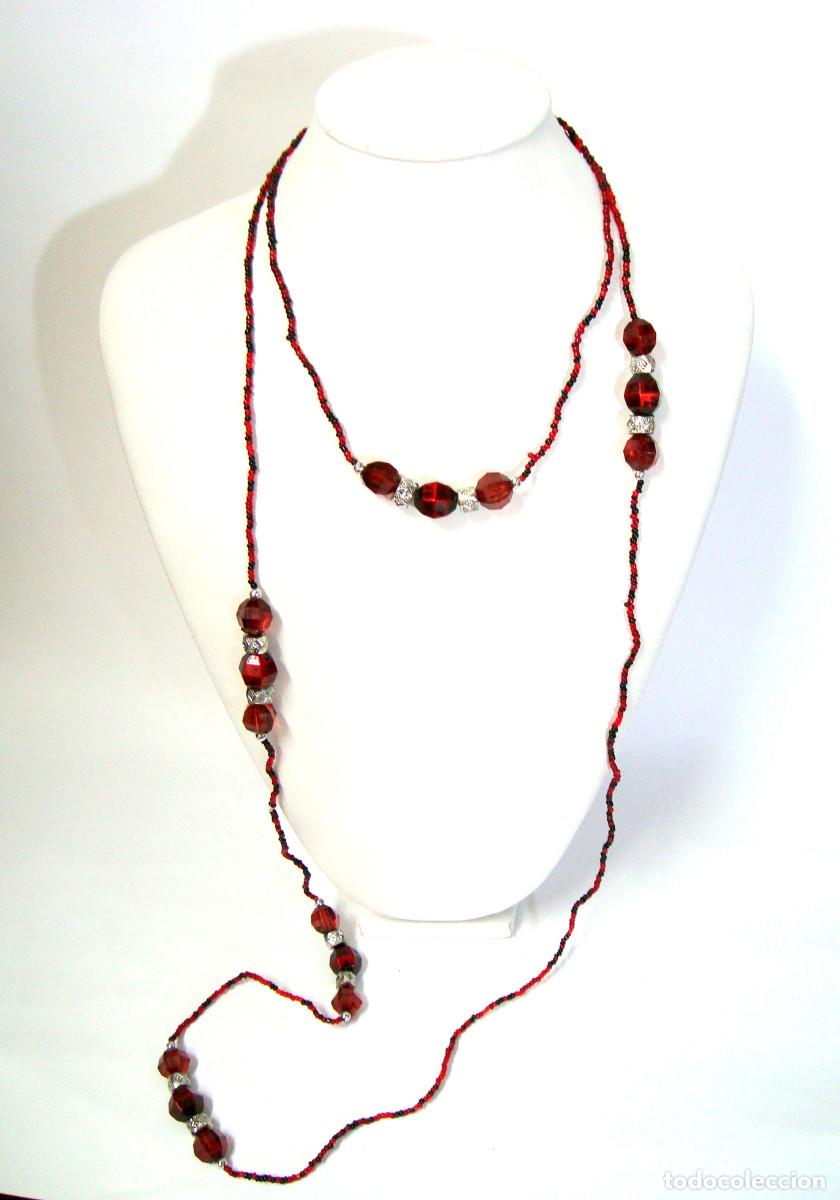 Joyeria: Collar largo color combinado rojo burdeos, A&ntilde;o 2000, Nuevo - Foto 1