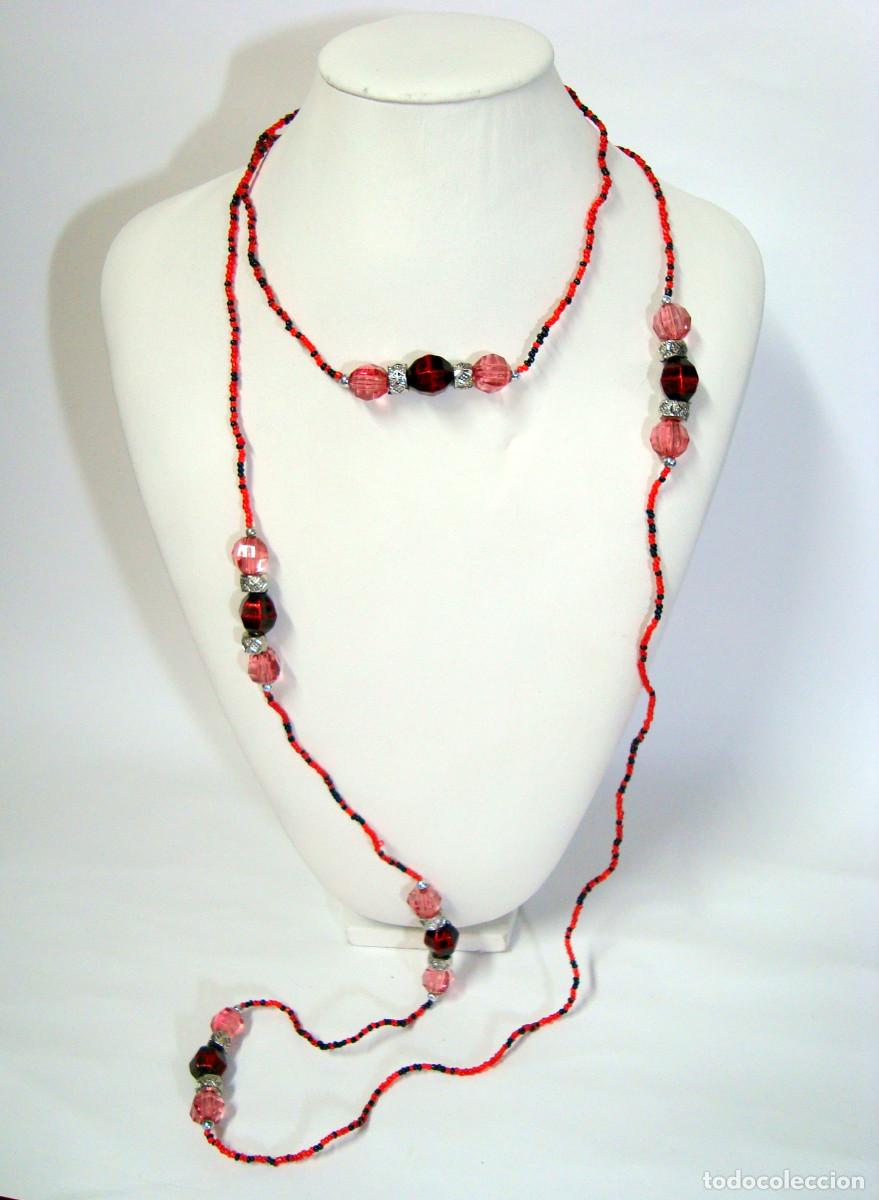 Joyeria: Collar largo color combinado rojo y burdeos, A&ntilde;o 2000, Nuevo - Foto 1