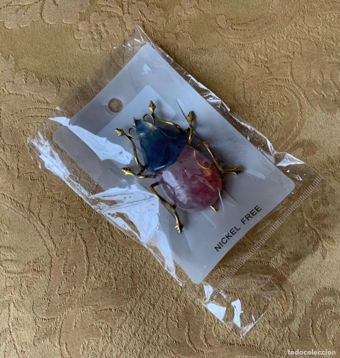 Joyeria: BROCHE ESCARABAJO AZUL Y ROSA - Foto 3