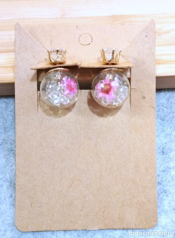 Joyeria: Pendientes con cristal y flor interior, NUEVOS - Foto 2