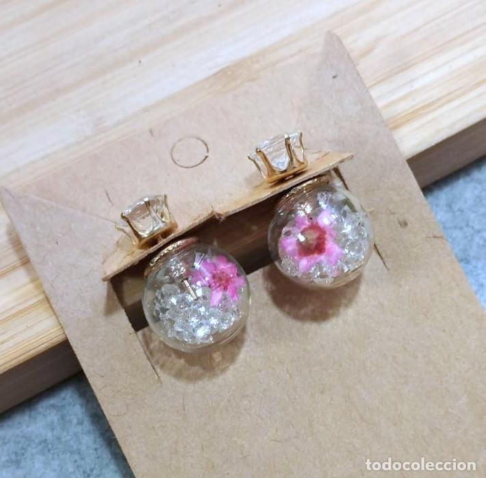 Joyeria: Pendientes con cristal y flor interior, NUEVOS - Foto 3