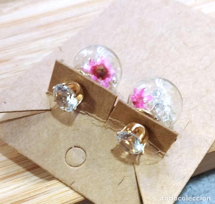 Joyeria: Pendientes con cristal y flor interior, NUEVOS - Foto 4