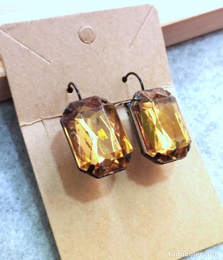 Joyeria: Pendientes con strass color oro, A&ntilde;o 2000, Nuevos - Foto 2