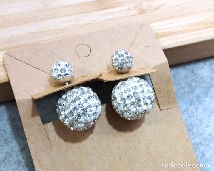 Joyeria: Pendientes doble bola con cristal, Nuevos - Foto 1