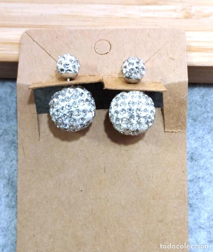 Joyeria: Pendientes doble bola con cristal, Nuevos - Foto 2