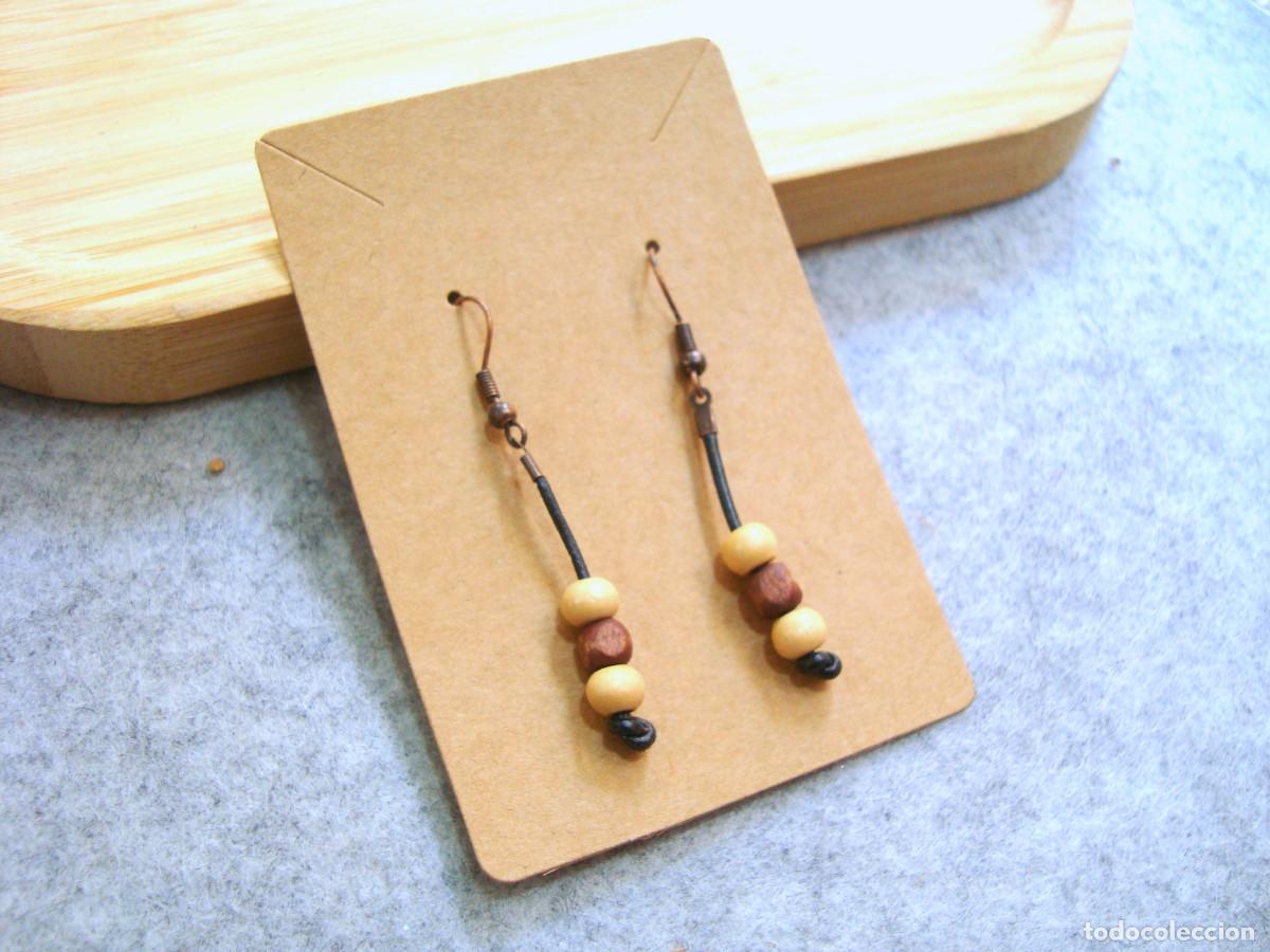 Joyeria: Pendientes bohemios de madera color combinado, A&ntilde;o 2000, Nuevos - Foto 2