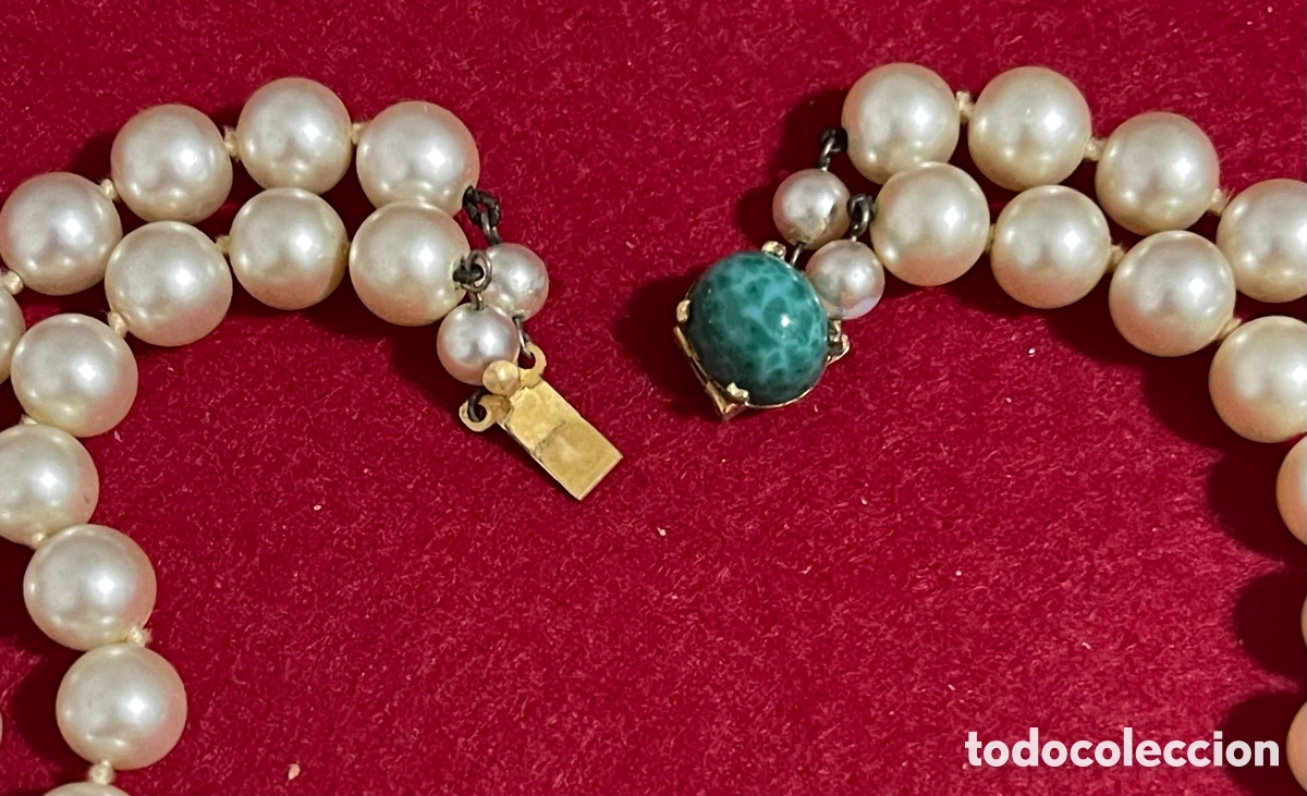 Joyeria: Elegante collar de perlas y piedra verde. - Foto 4