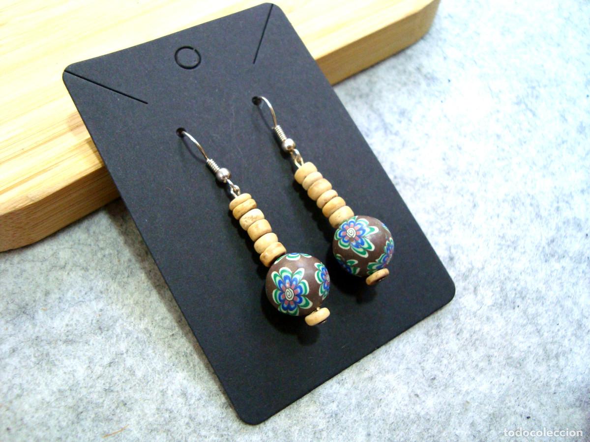 Joyeria: Pendientes bohemios color combinado marr&oacute;n, A&ntilde;o 2000, Nuevos - Foto 2
