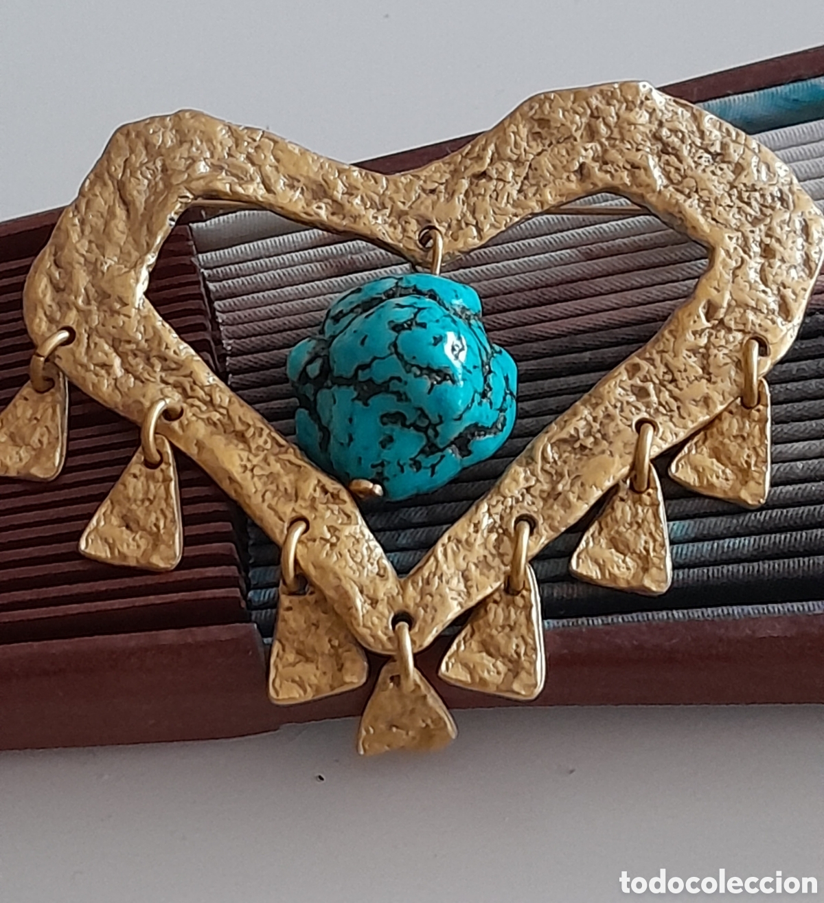 Joyeria: BROCHE CHAPADO CON TURQUESA - Foto 1