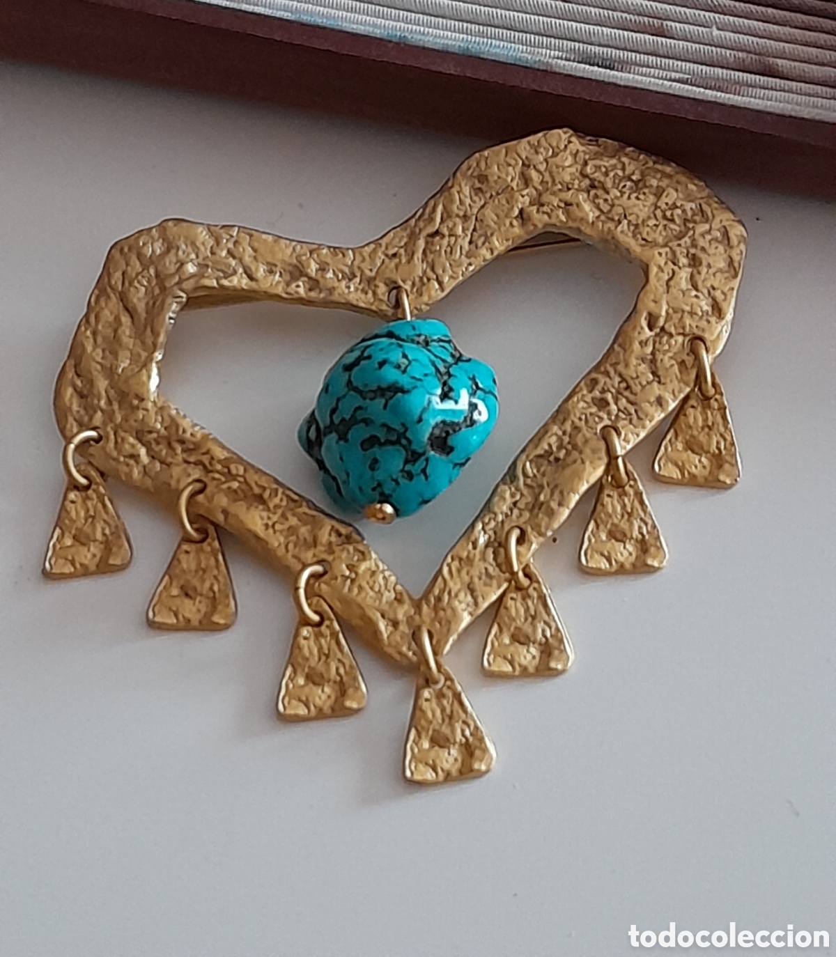 Joyeria: BROCHE CHAPADO CON TURQUESA - Foto 2