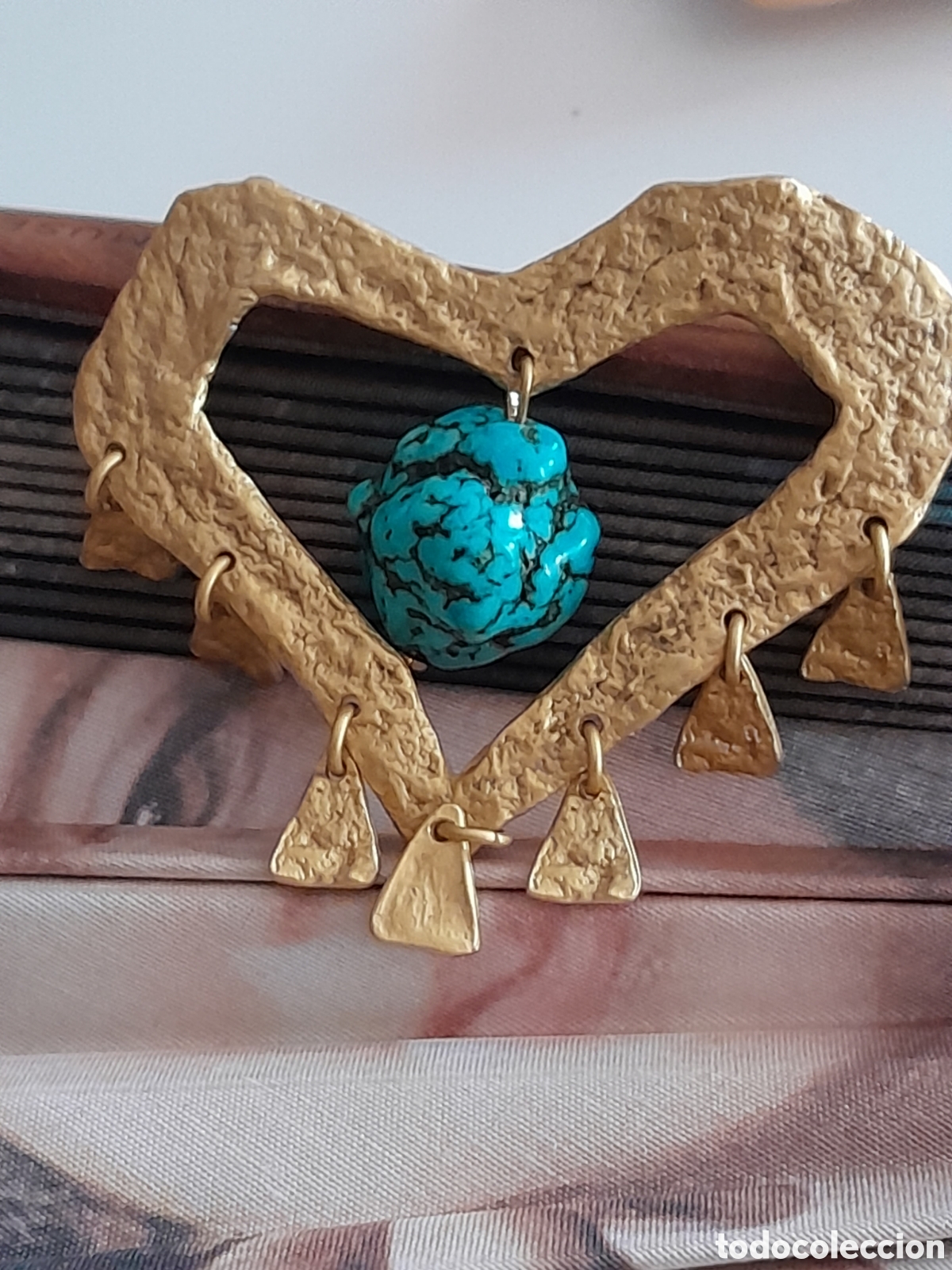 Joyeria: BROCHE CHAPADO CON TURQUESA - Foto 3