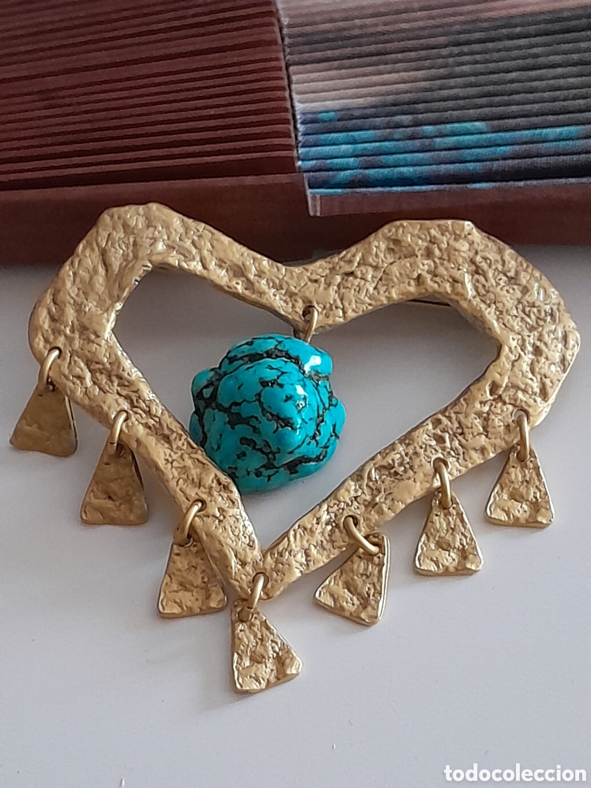 Joyeria: BROCHE CHAPADO CON TURQUESA - Foto 4