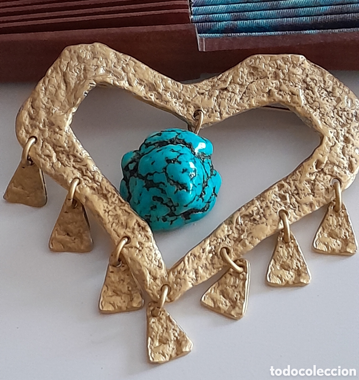 Joyeria: BROCHE CHAPADO CON TURQUESA - Foto 6