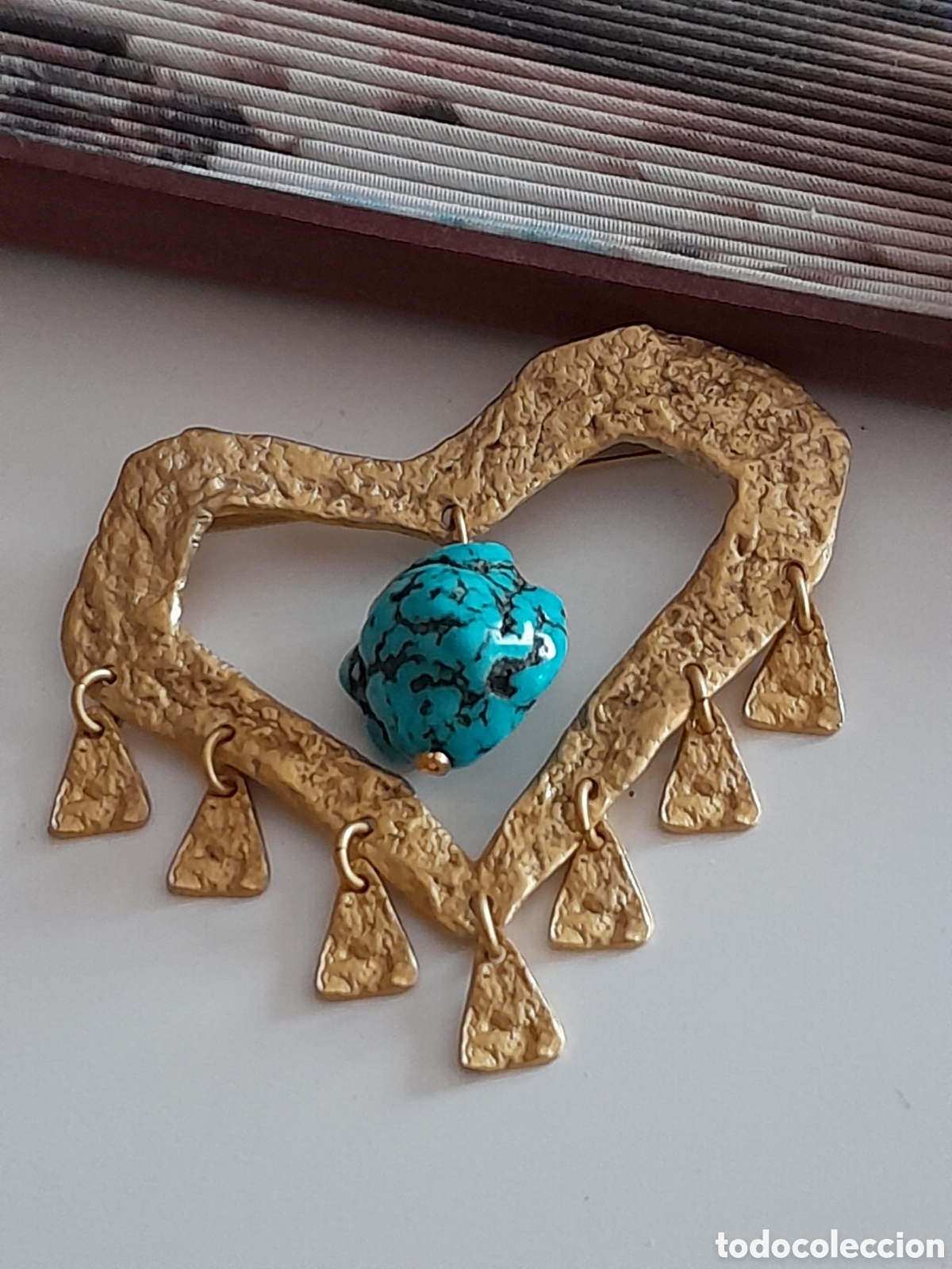 Joyeria: BROCHE CHAPADO CON TURQUESA - Foto 5