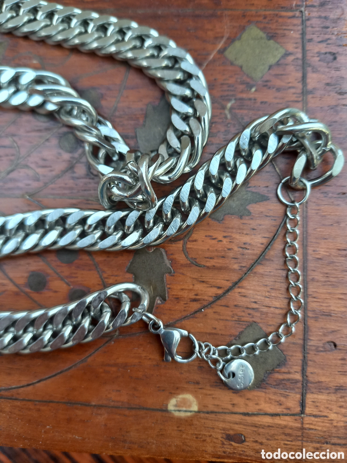 Joyeria: Gran cadena vintage de acero de 60 cm - Foto 4
