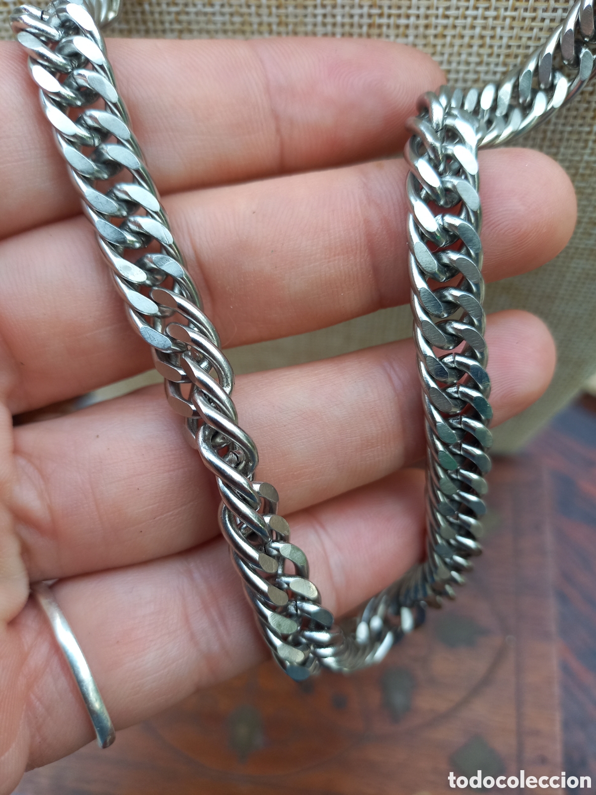 Joyeria: Gran cadena vintage de acero de 60 cm - Foto 2