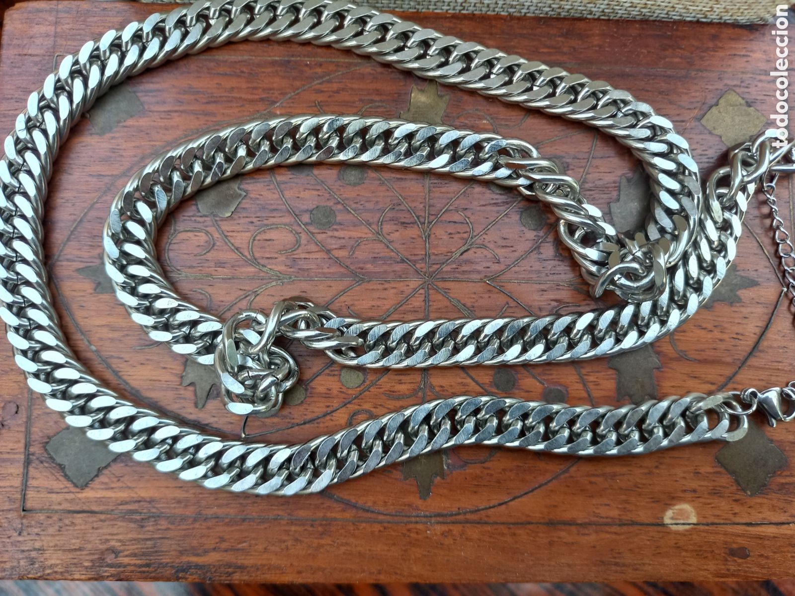 Joyeria: Gran cadena vintage de acero de 60 cm - Foto 3