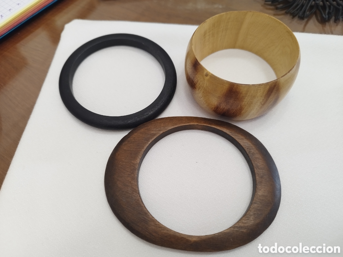 Joyeria: Lote 3 pulseras madera vintage - Foto 2