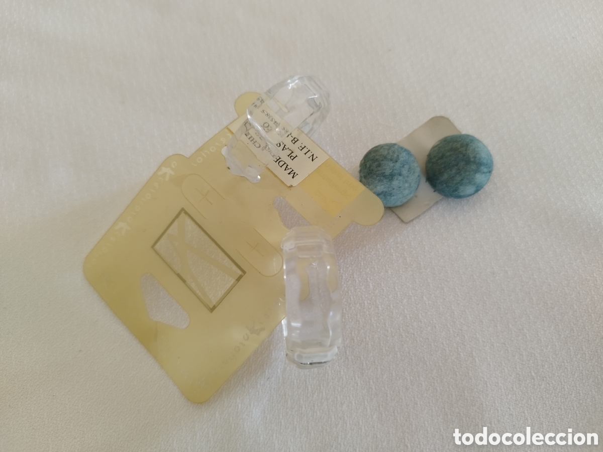 Joyeria: Pendientes transparentes aro o pendientes bot&oacute;n tela - Foto 1
