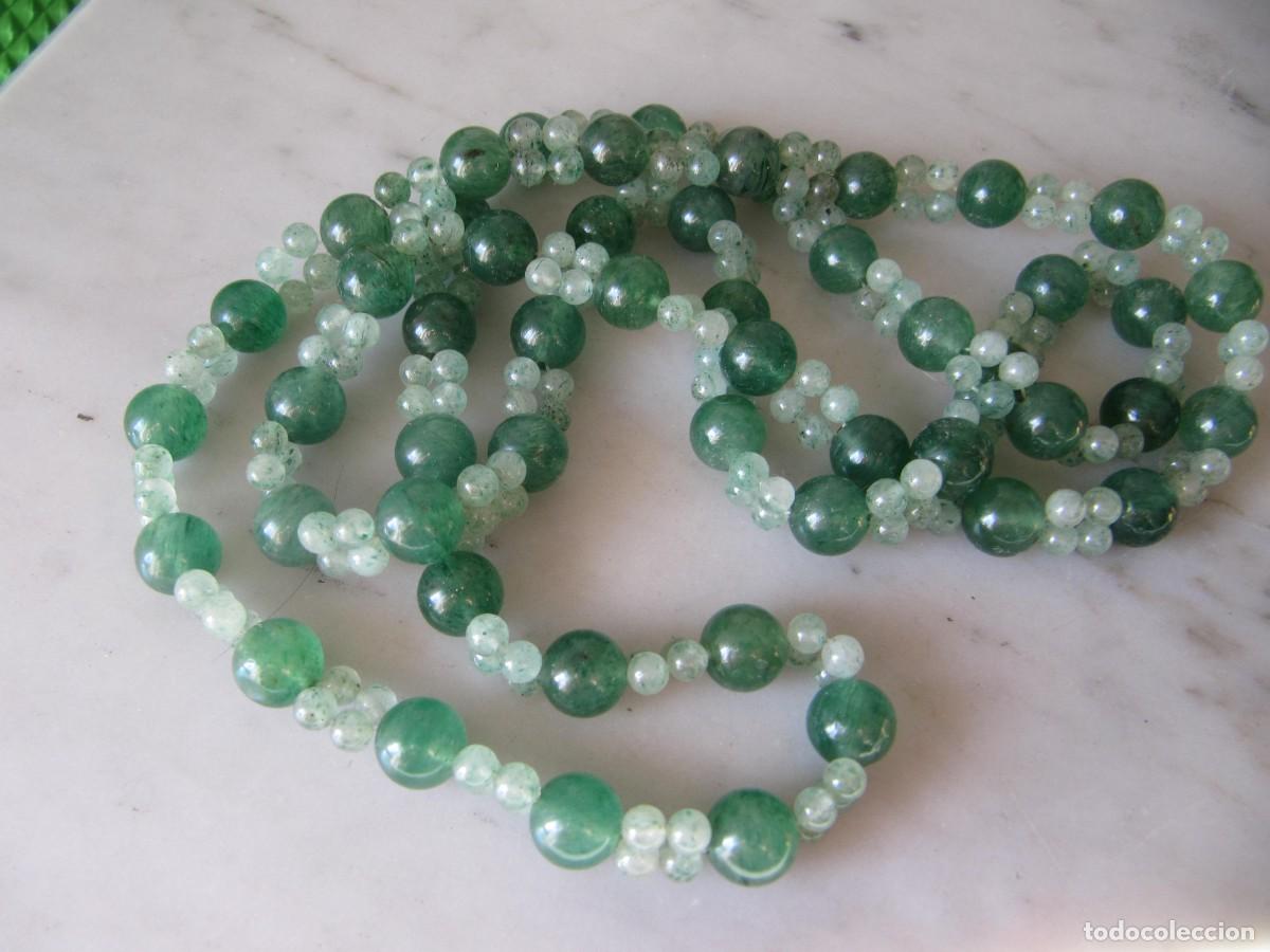 Joyeria: collar largo de cuentas verdes de cristal - Foto 1